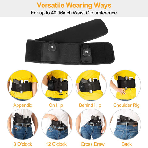 1Pc Belly Band Gun Holster Adjustable Waist Carry Tactical Pistol Pouch Breathable Neoprene Gun Belt Bag