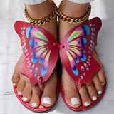 Butterfly Print Round Toe Flip Flops, Comfortable Summer Beach Shoes, Casual Women's Footwear, Perfect For Poolside And Daily Wear