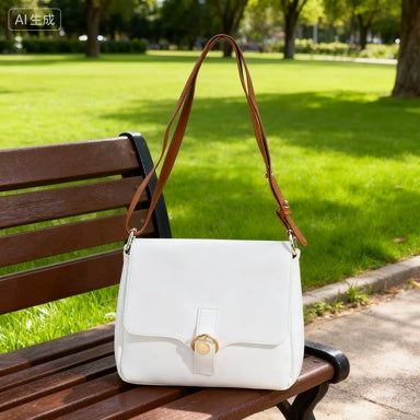 Plain Cross Body Bag-White 2048