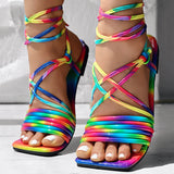 Women's Colorful Multi-Strap Flat Sandals, Comfortable Slip-On Shoes For Daily Wear, Stylish Ladies Footwear For Casual